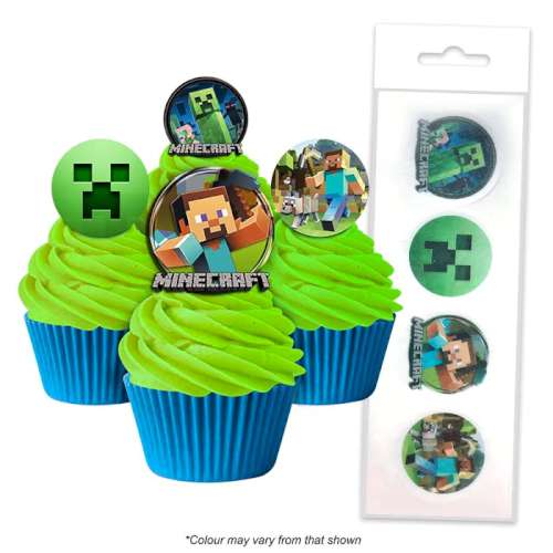 Edible Wafer Paper Cupcake Decorations - Minecraft